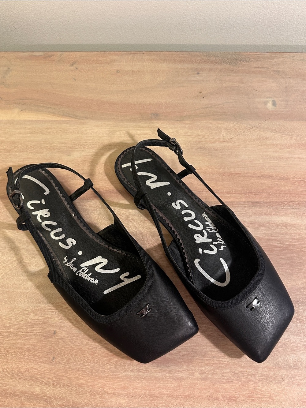 Circus by Sam Edelman Black Square-Toe Slingback Flats